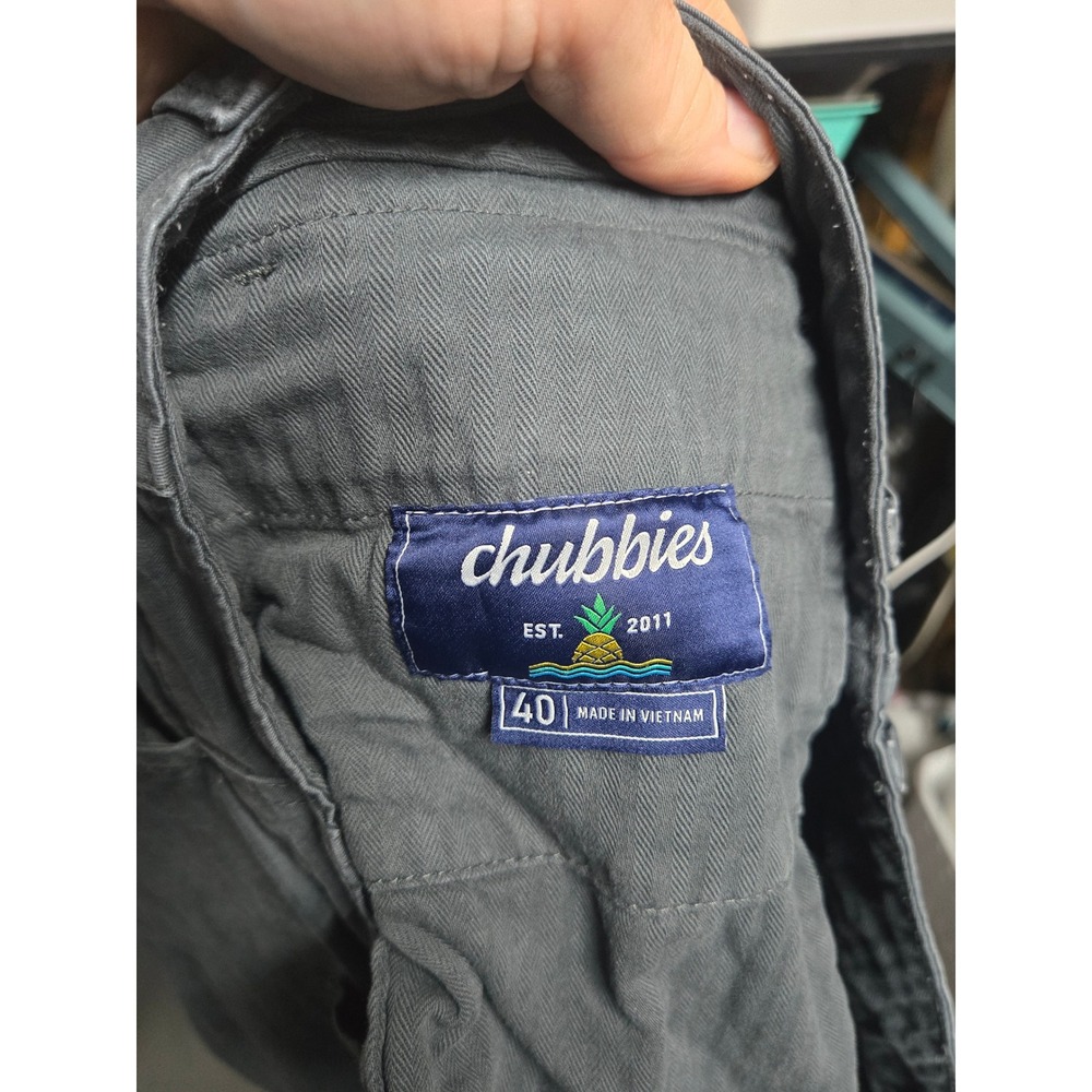 Chubbies Everywear Stretch Chino Shorts Mens 40 Dark Gray Charcoal Flat Front - Picture 6 of 8